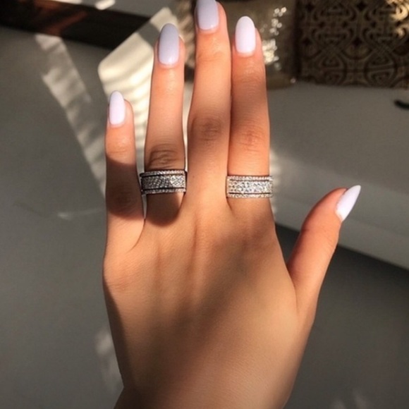 New! Wide Round Cut Sterling Silver Ring - Picture 2 of 5